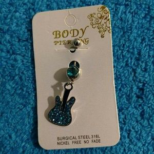 Blue Guitar Belly Button Ring Nickel Free